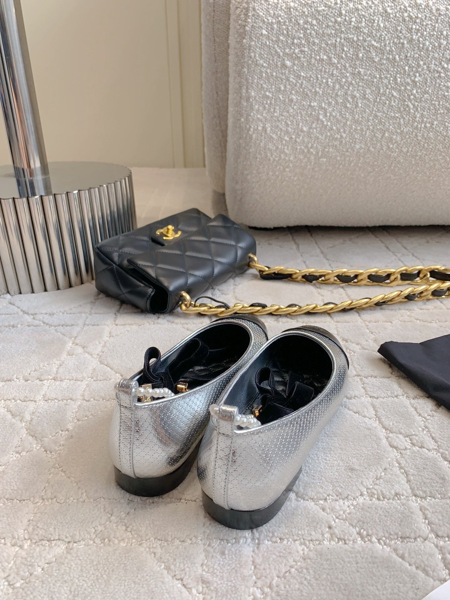 CHA Pearl anklet bow embellished ballet flats 1825022814