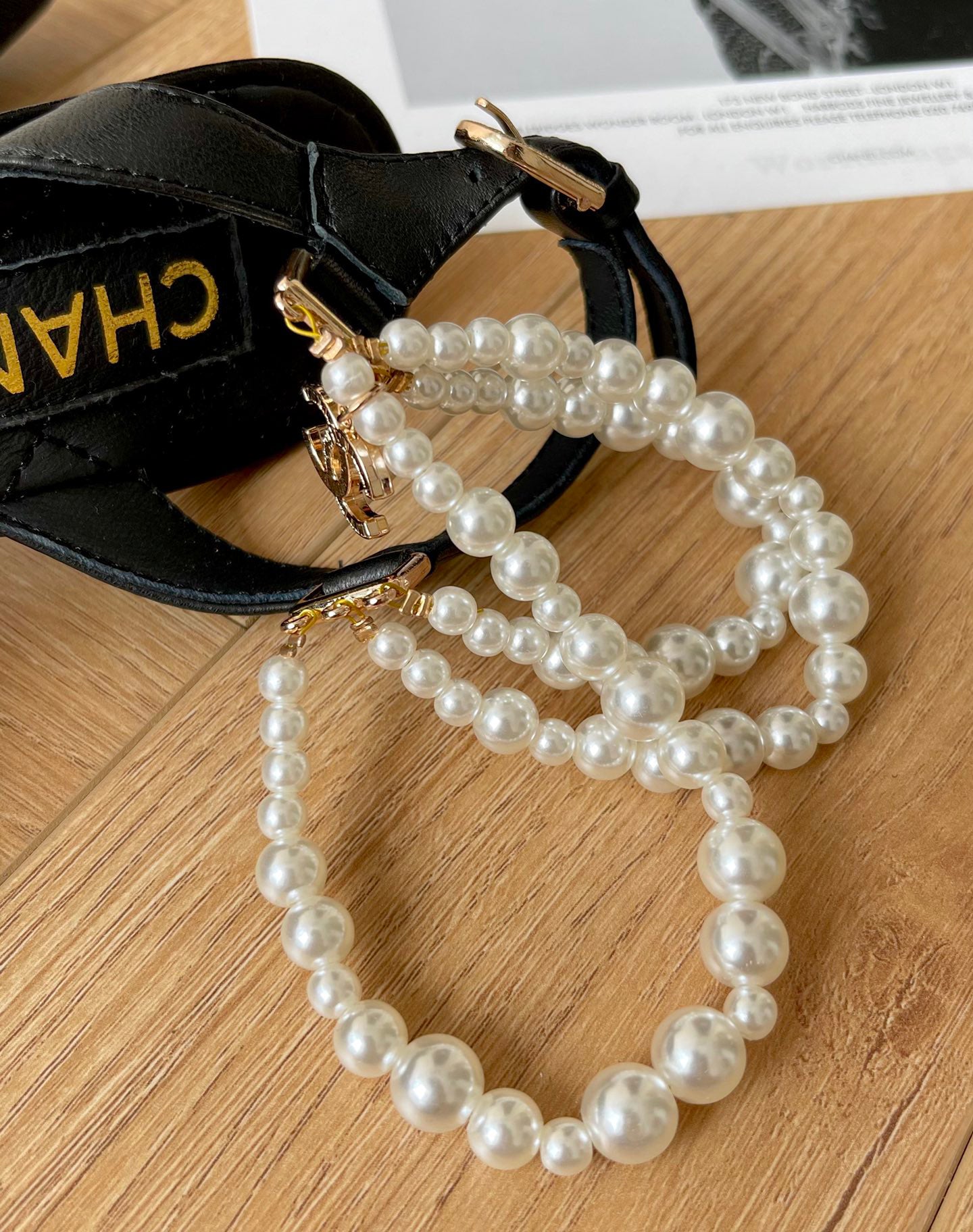 CNL Pointed pearl chain high heel sandals 1824070202