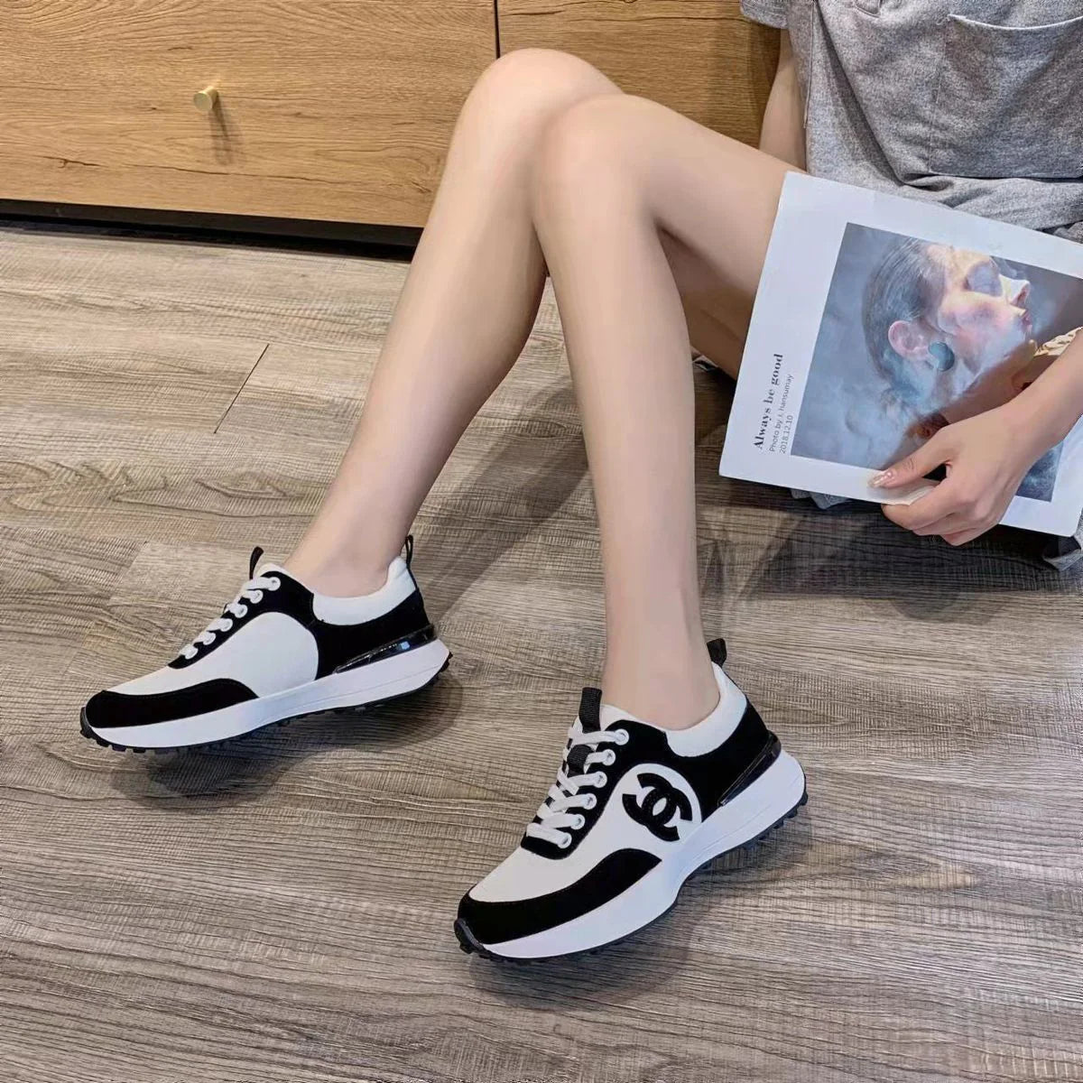 New Sneakers Leather Platform Casual Shoes 1024031409