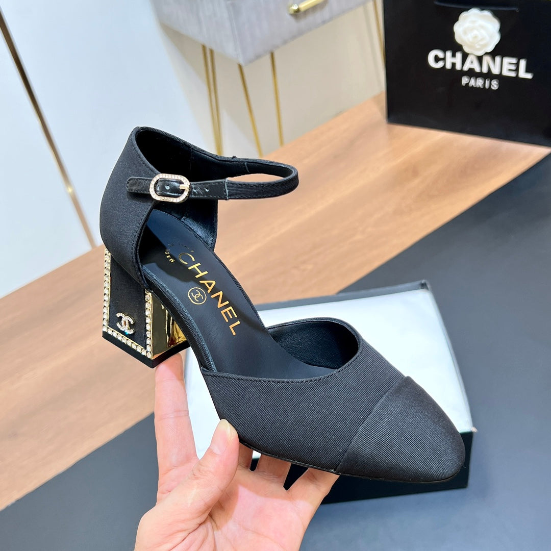 CNL Rhinestone square heel high heels 1824082802