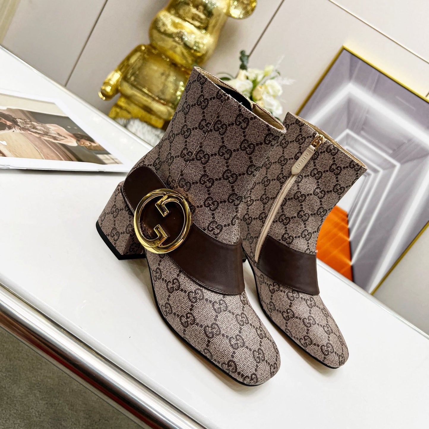 New chunky heel nude boots fashion boots