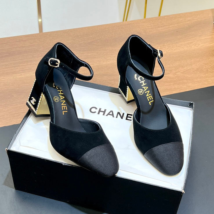 CNL Rhinestone square heel high heels 1824082802