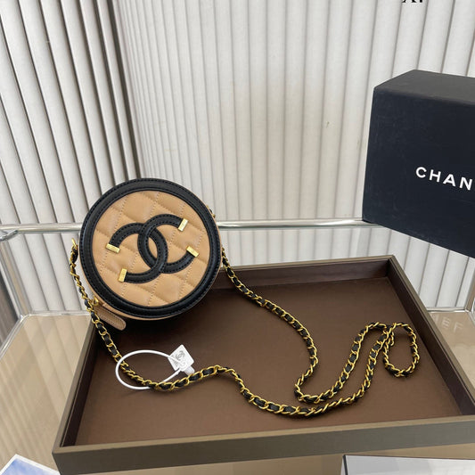 Brown Retro Small Round Cake Bag WLFBG23021722