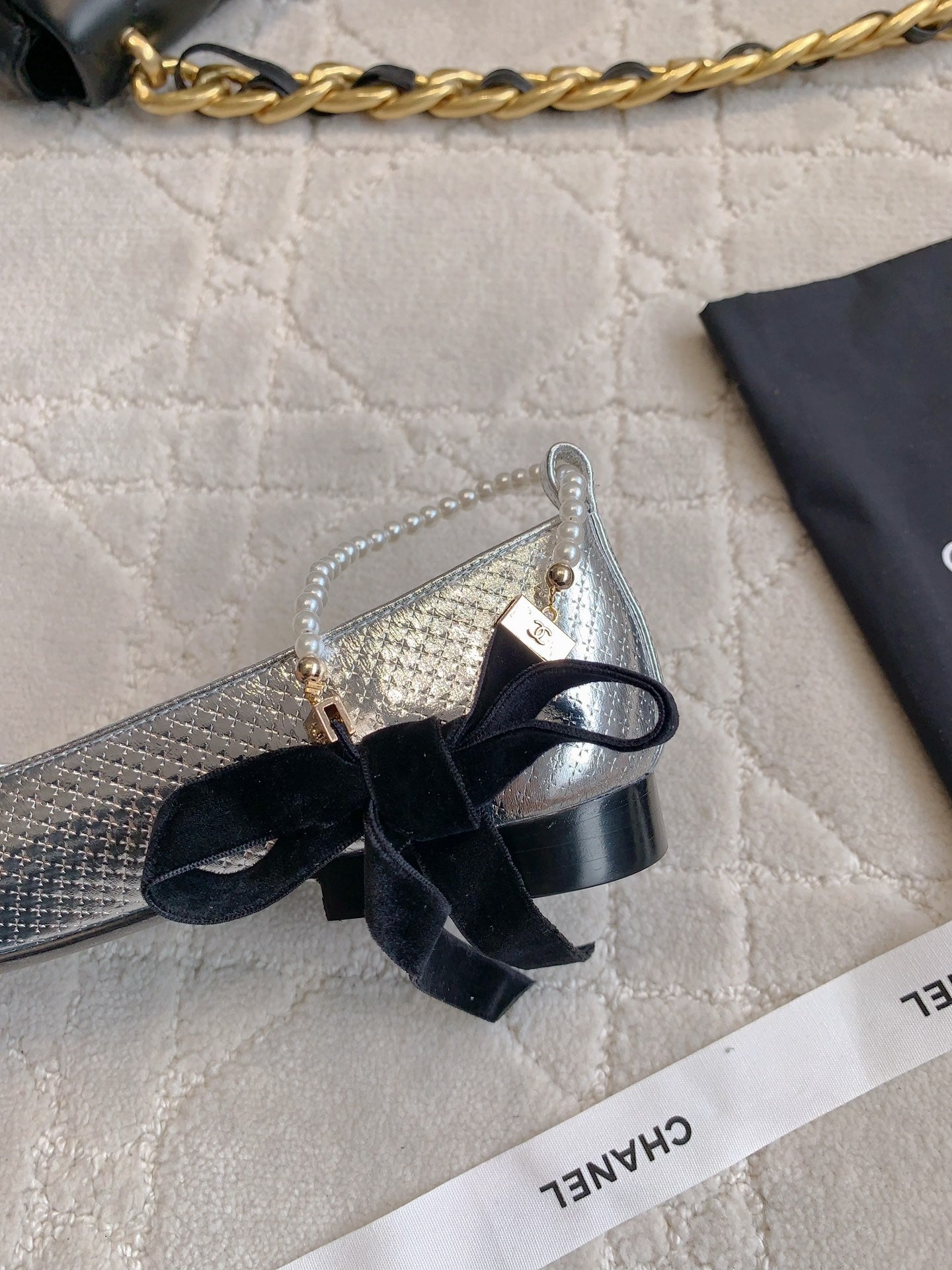 CHA Pearl anklet bow embellished ballet flats 1825022814