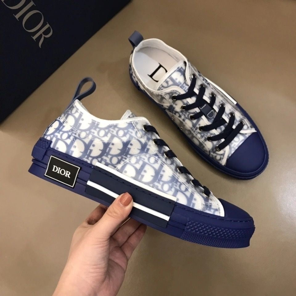 B23 Low Logo Oblique Blue Canvas Sneakers