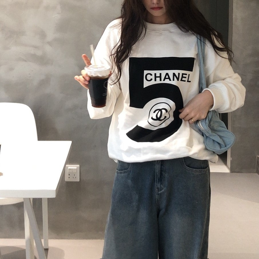 Overlapping letter logo print sweatshirt XC0823101908