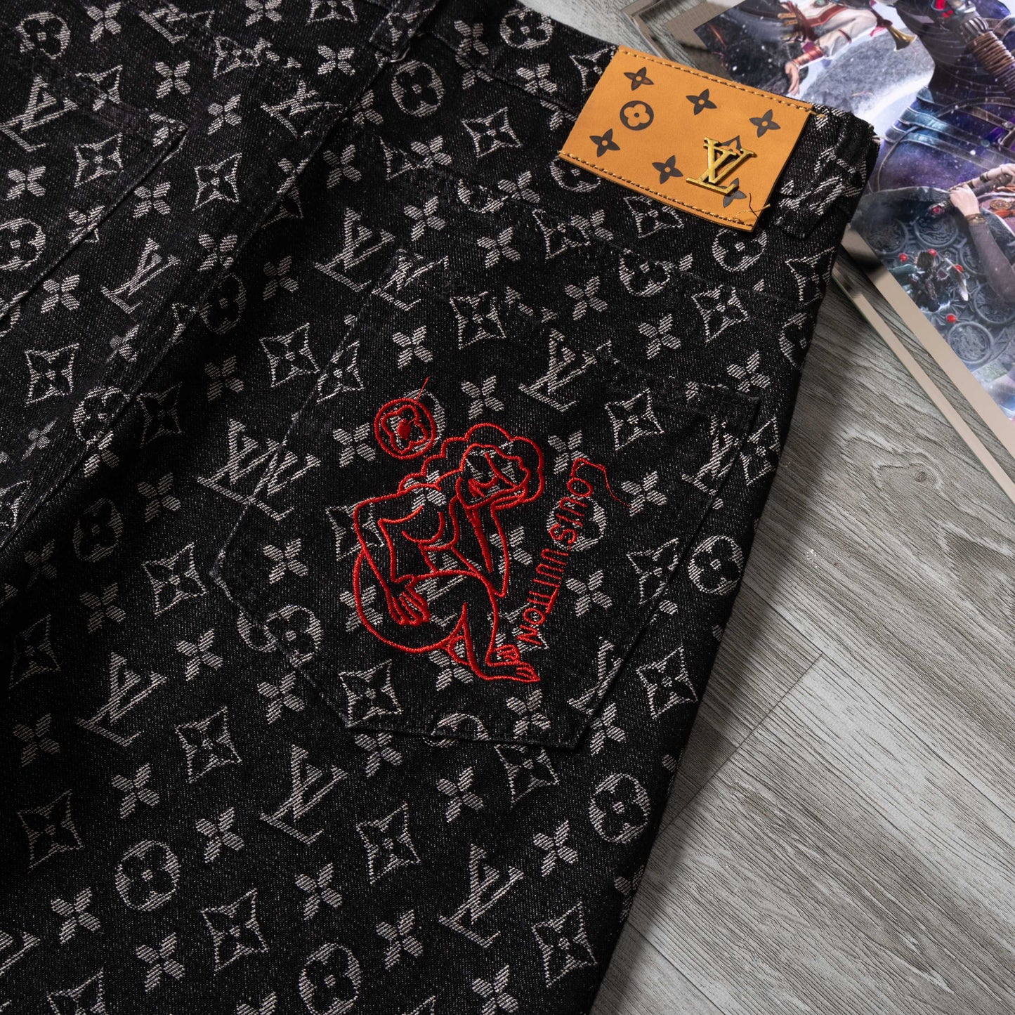 LV Little Red Man embroidered jeans 1825051401