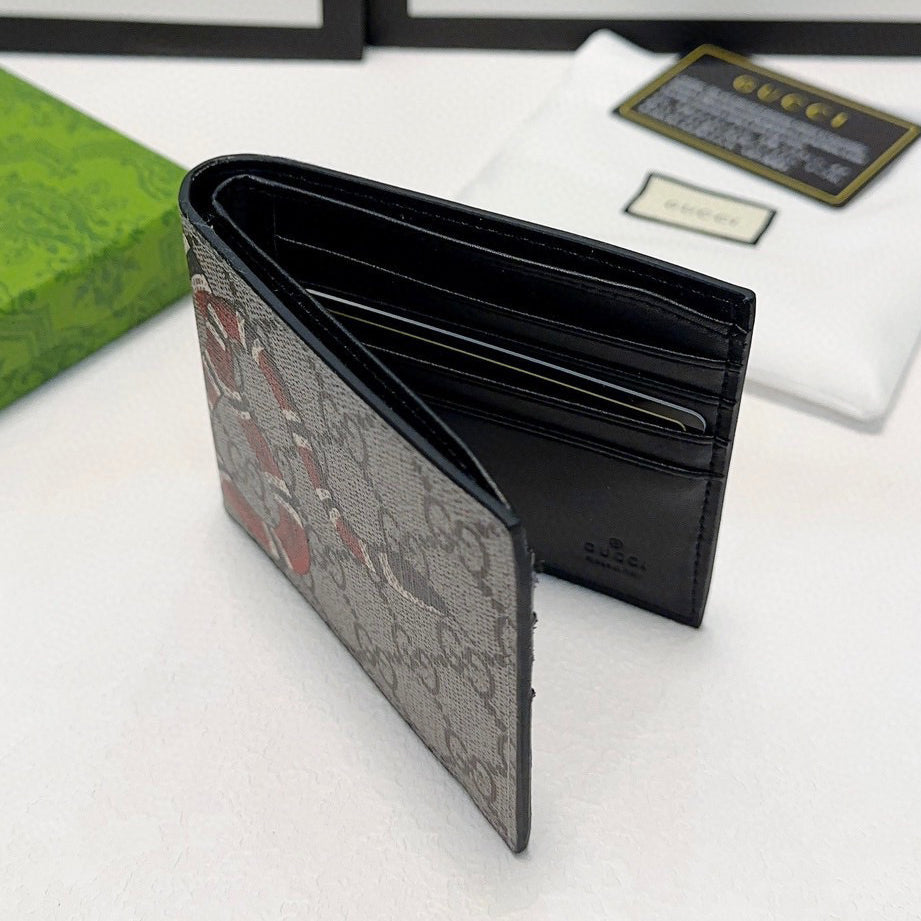 Classic Waterproof Fabric Tiger Head Wallet Genuine Leather Men's Compact Wallet S08