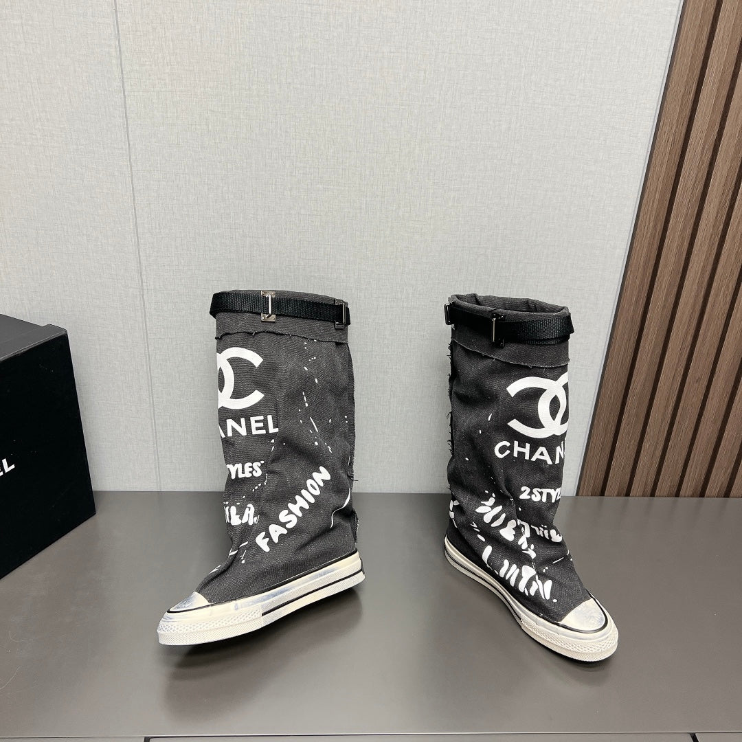 CNL2024vs autumn and winter new thick-soled canvas long boots 0724091201