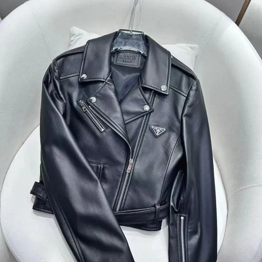 New Leather Short Motorcycle Jacket Lapel Coat 1024032029