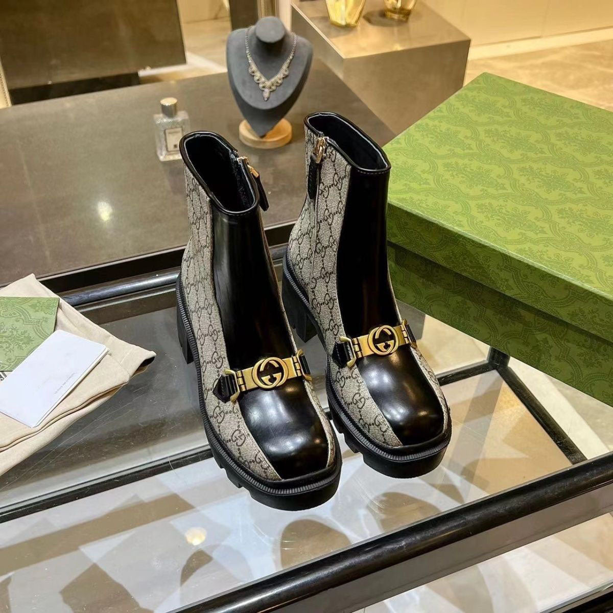 New ankle boots old flower belt thick high heel socks boots short boots boots women's boots