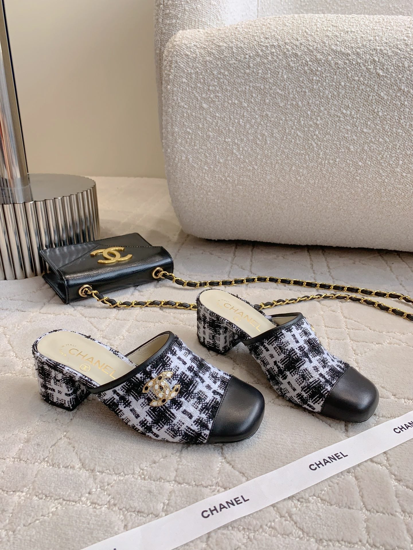 CHA High heel mule slippers (Heel 5.5/2.5CM) 1825022815