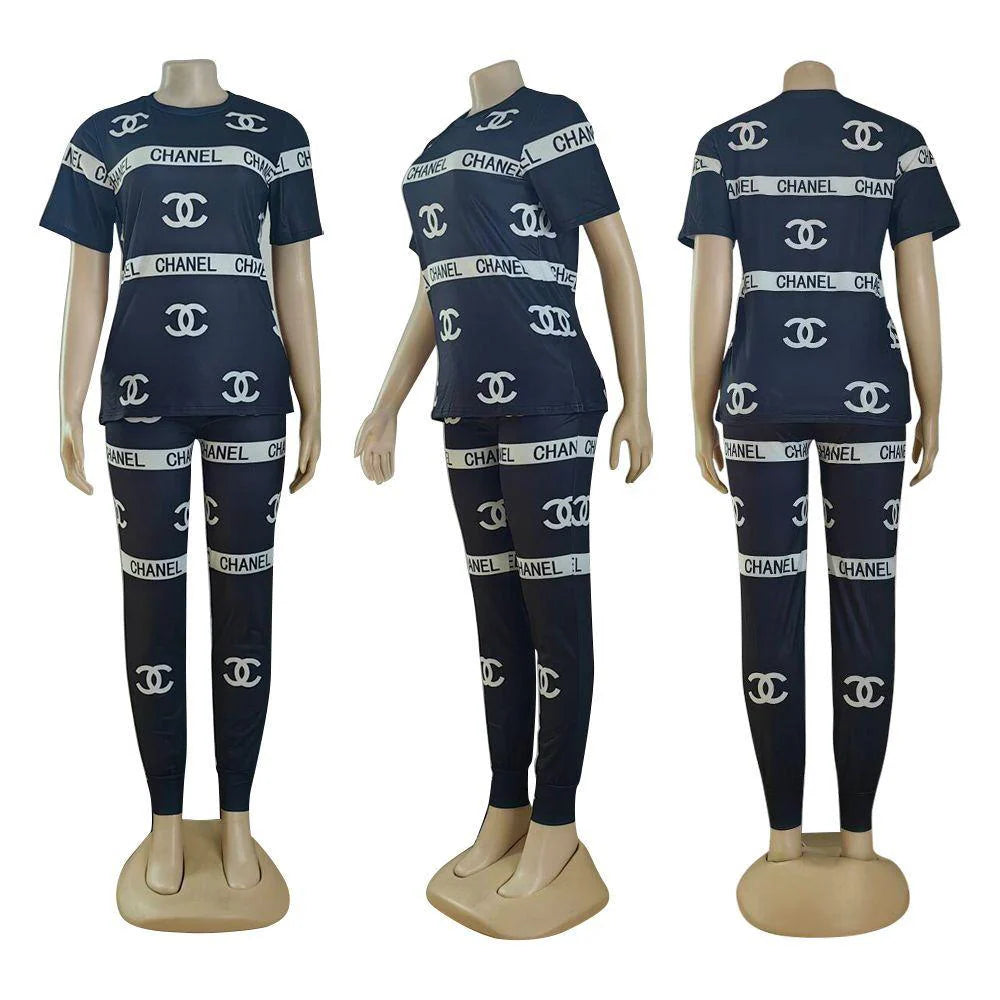 Fashionable Solid Color Trendy Casual Printed Two-piece 1024061901