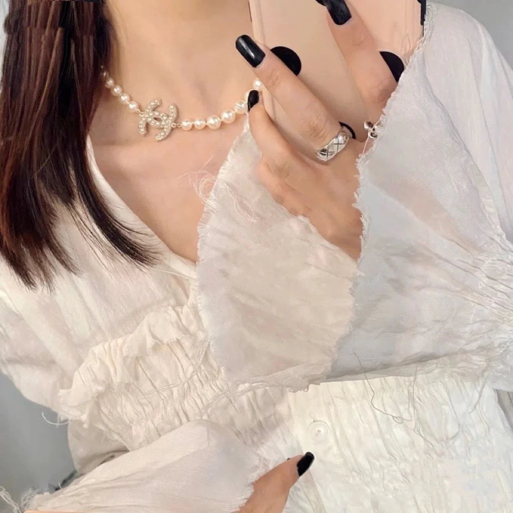 Classic Clavicle Pearl Necklace Elegant Fashion Generous Style 1024030504