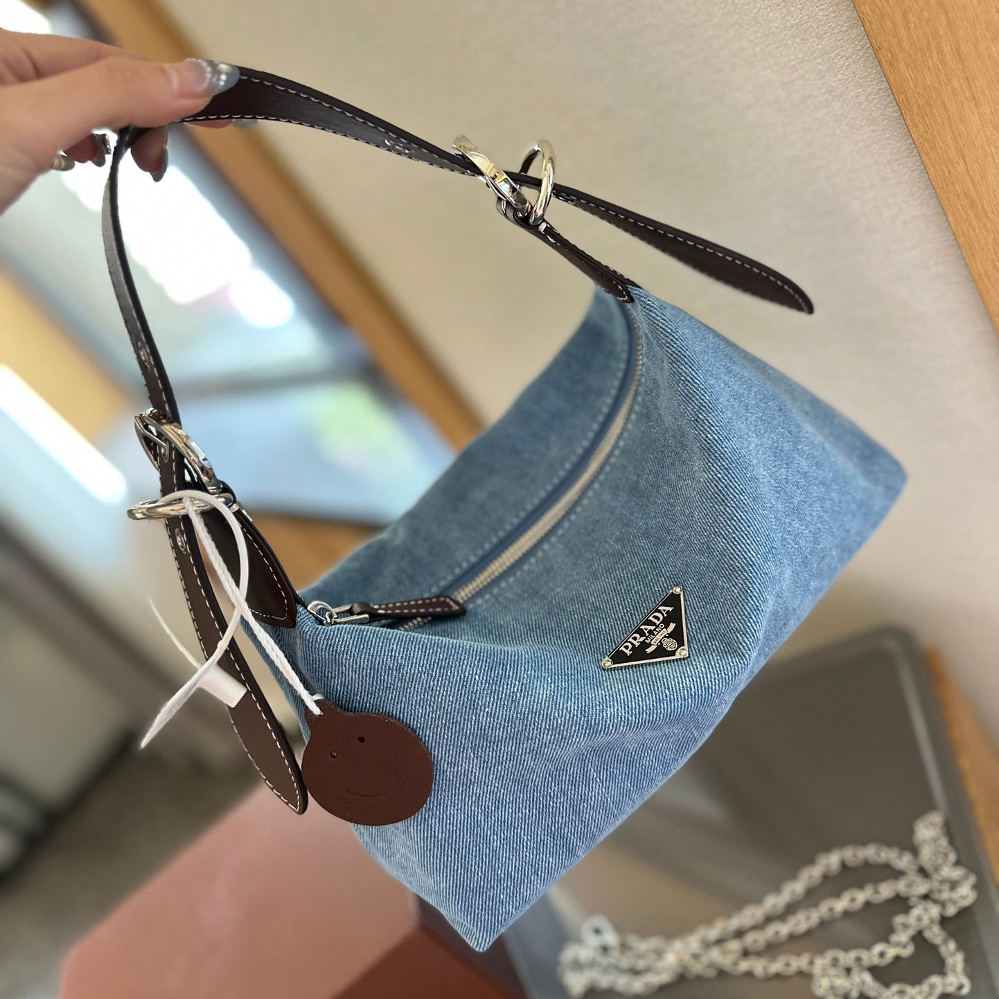 Classic underarm denim bag 1824050302