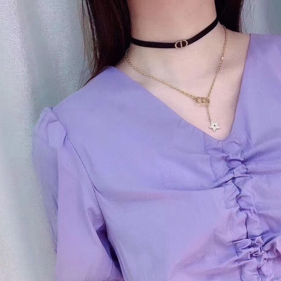 Choker CD Black Web Necklace Necklace XC1623071708